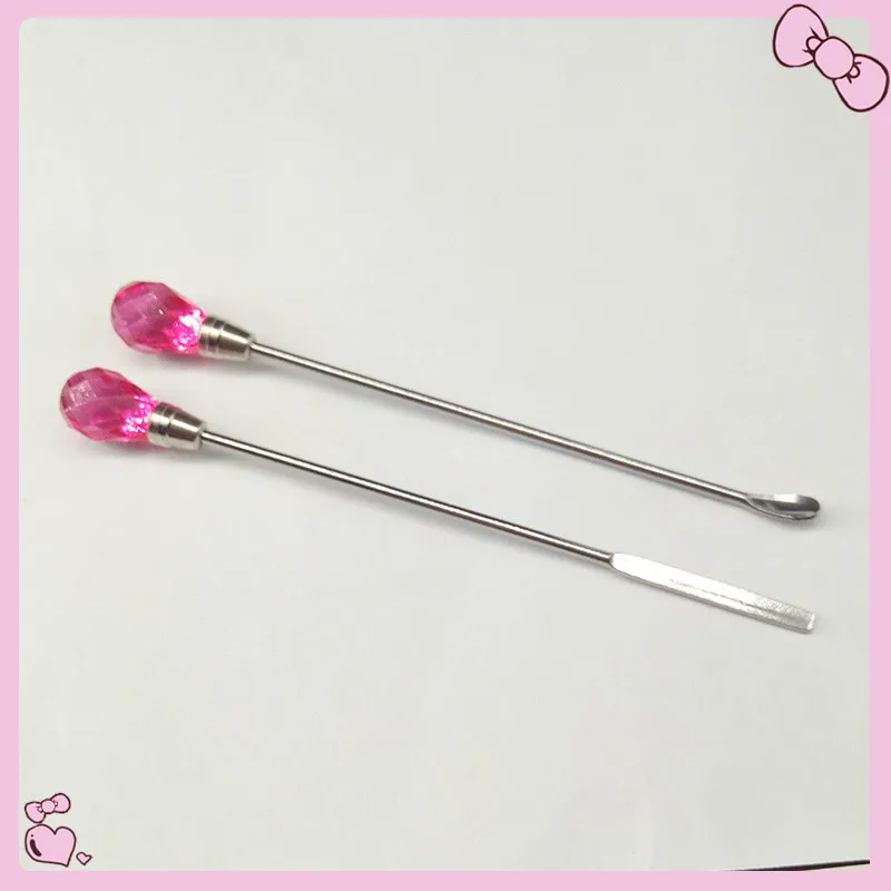 

EasyNail 2pcs spoon straight Stainless Steel Nail Art Stirring Rod Tool Gem Decorated stirrer UV Gel and Acrylic Nail Stirring