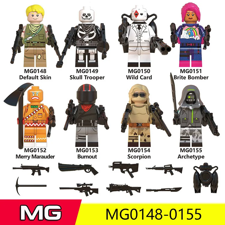 

8pcs Super Wars Default Skin/Skull Trooper/Burnout Minifigured Building Blocks Figure Bricks Compatible With Legoings