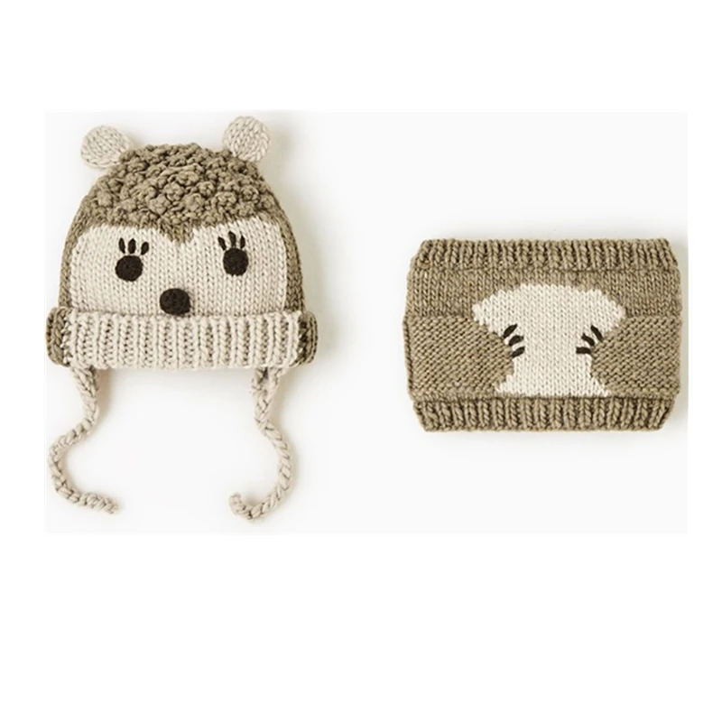 Детские шапки детская шапка и шарф 2 шт./лот для маленьких девочек на осень зиму - Фото №1