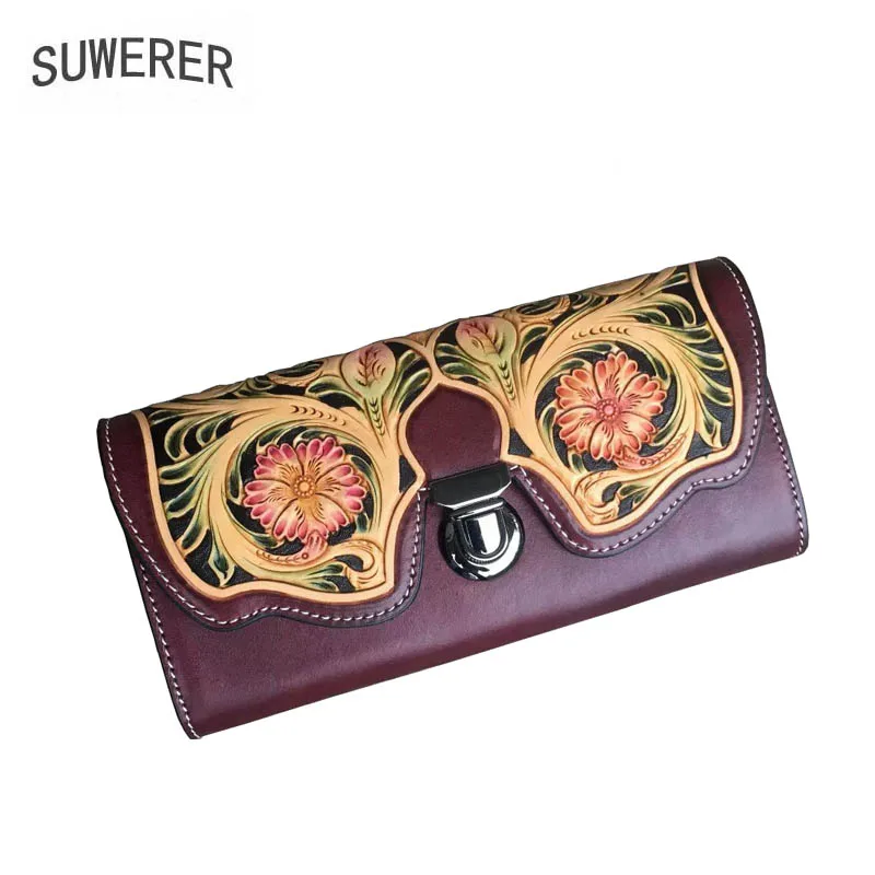 

2019 New Women Genuine Leather bags real leather embossing vintage fashion clutch bag women bags designer women leather wallets