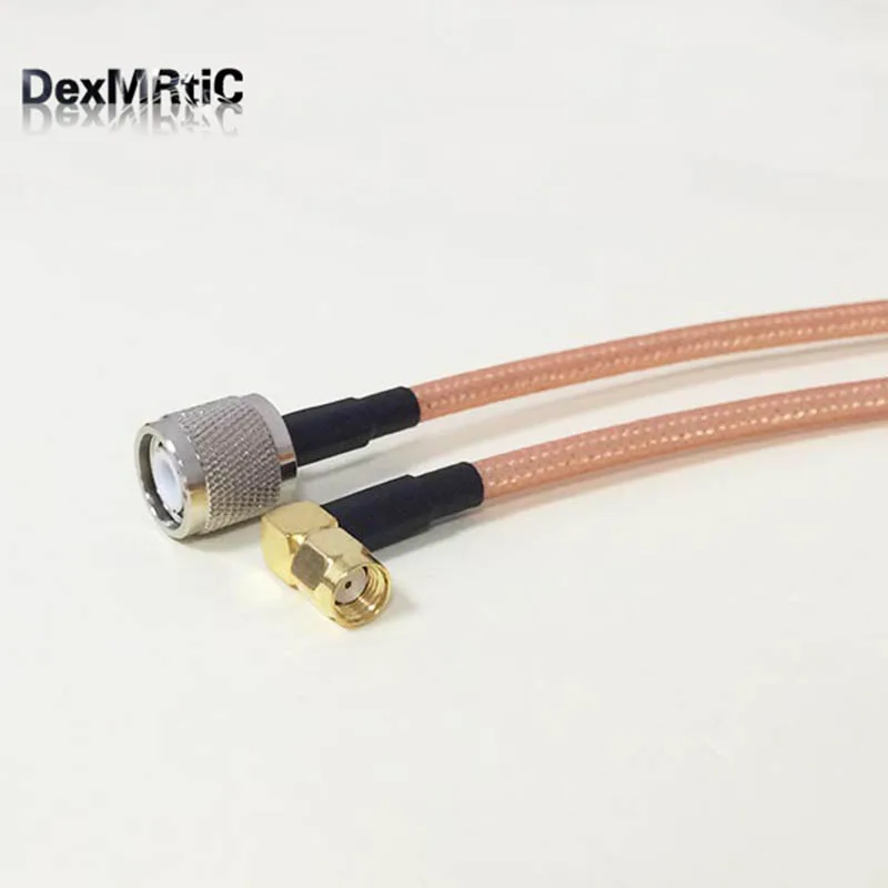 

RF coaxial cable RG142 TNC male to RP SMA male plug 90-degree pigtail adapter 50cm 20" low loss for WIFI