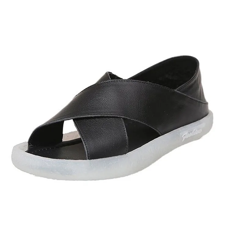 

Women's Summer Open Toe Flat Shoes Casual Leisure Flat Sandals PU Leather Slippers Sandals
