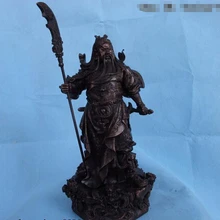 Песня voge gem S0775 15 Китайский Красный Бронза Медь Девять Драконов Гуань Гун GuanYu Воин Статуя Будды