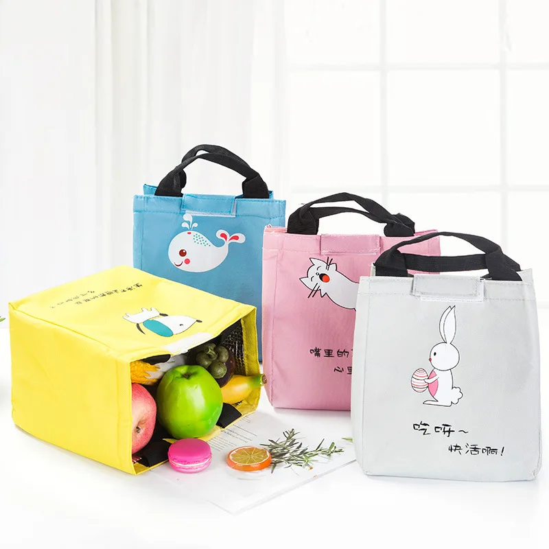 

New Fresh Insulation Thermal Portable Lunch Bag Oxford Lunch Bag Waterproof Convenient kid Leisure Bag Cute animal pattern