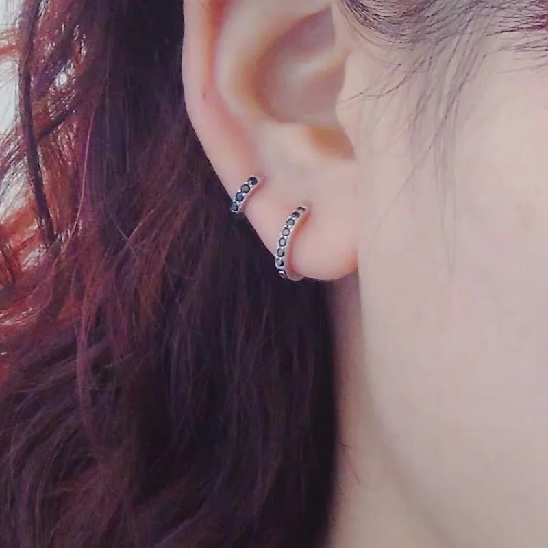 Серьги из серебра 925 пробы модные маленькие циркониевые серьги ушное кольцо с