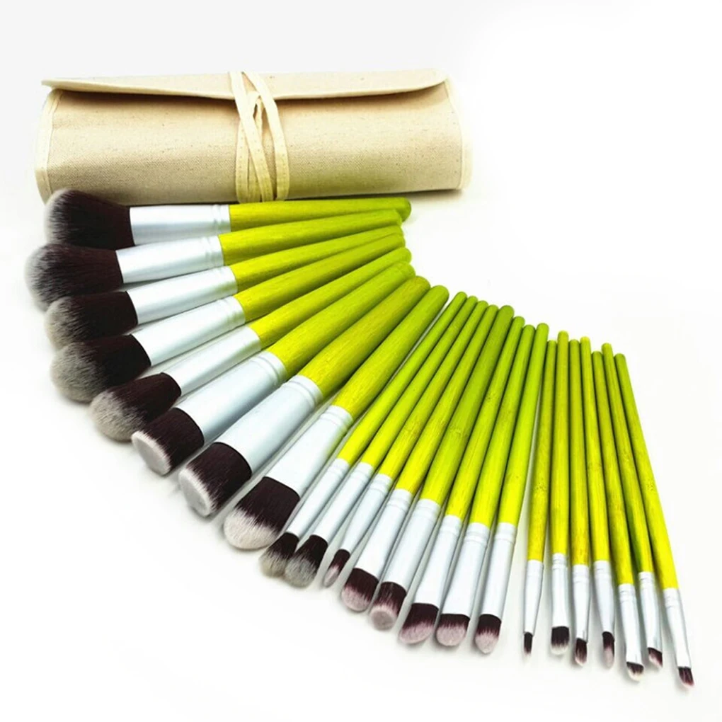 

Popular 23pcs Green Bamboo Handle Makeup Brushes Set Duo Powder Eyeshadow Brush Tool+Bag High Quality