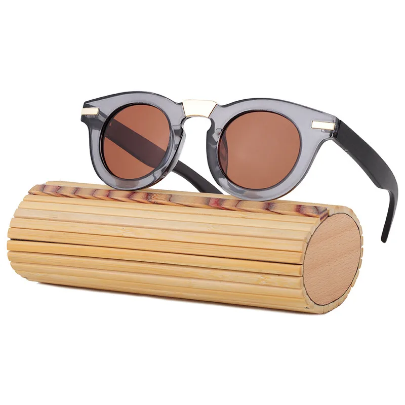 Новые поляризованные солнцезащитные очки для женщин и мужчин, брендовые зеркальные солнцезащитные очки, Бамбуковая пластиковая оправа Oculos De Sol Masculino - Цвет линз: C8 With Case