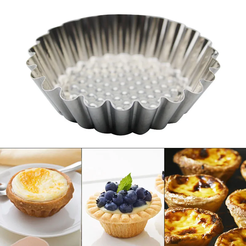6pcs Kitchen Accessories Egg Tart Mould Cake Mold Circular Lace Shape