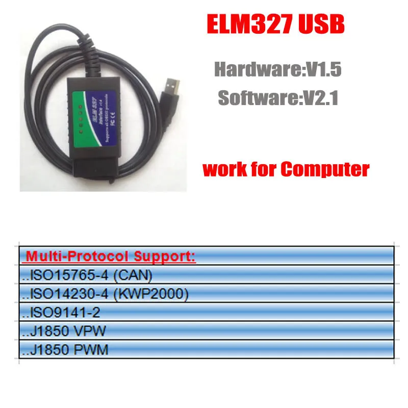 ELM327 V1.5 USB OBD2 поддерживает OBD II протоколы тест ELM 327 OBD версия 1,5 на основе ПК сканирующий инструмент автомобильный диагностический код считыватель