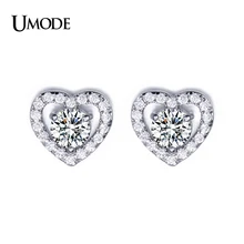 Umode романтический форме сердца Hug 5 мм 0.5ct CZ серьги стержня UE0077
