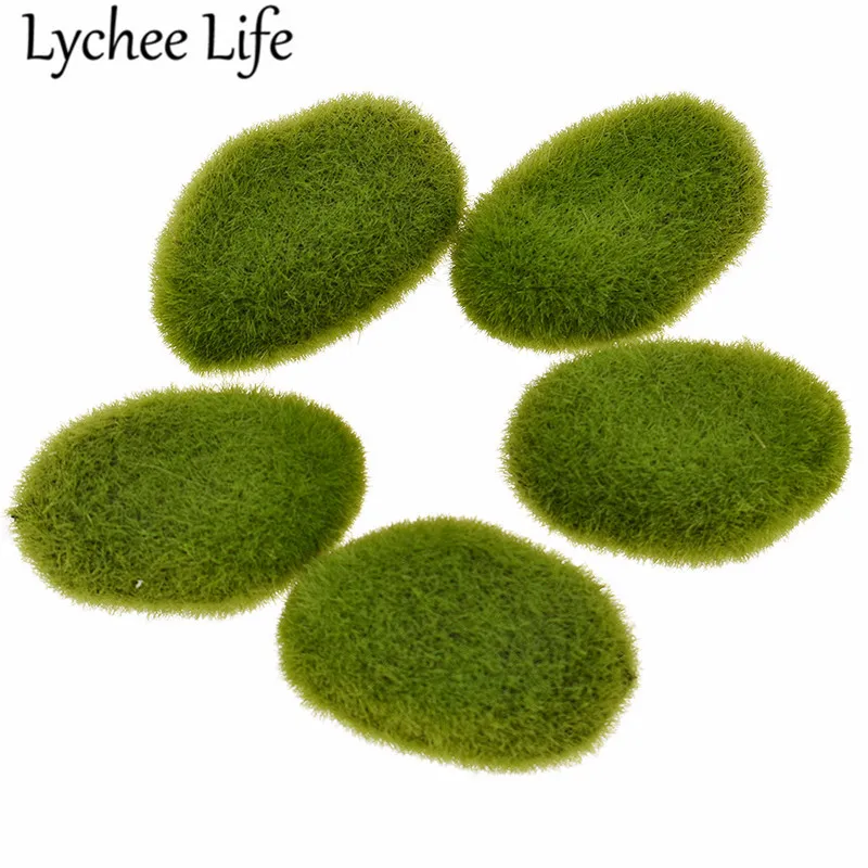 

5pcs Mini Simulation Green Stone Decor Resin Zen Sand Table Models Modern Home Table Doll House Garden Decoration