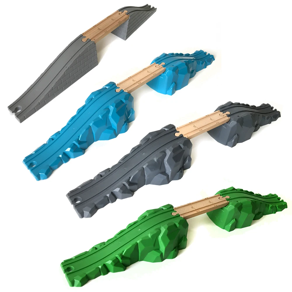 

Mine track bridge with wooden train and track compatible with multiple combinations BRIO track series toy accessories