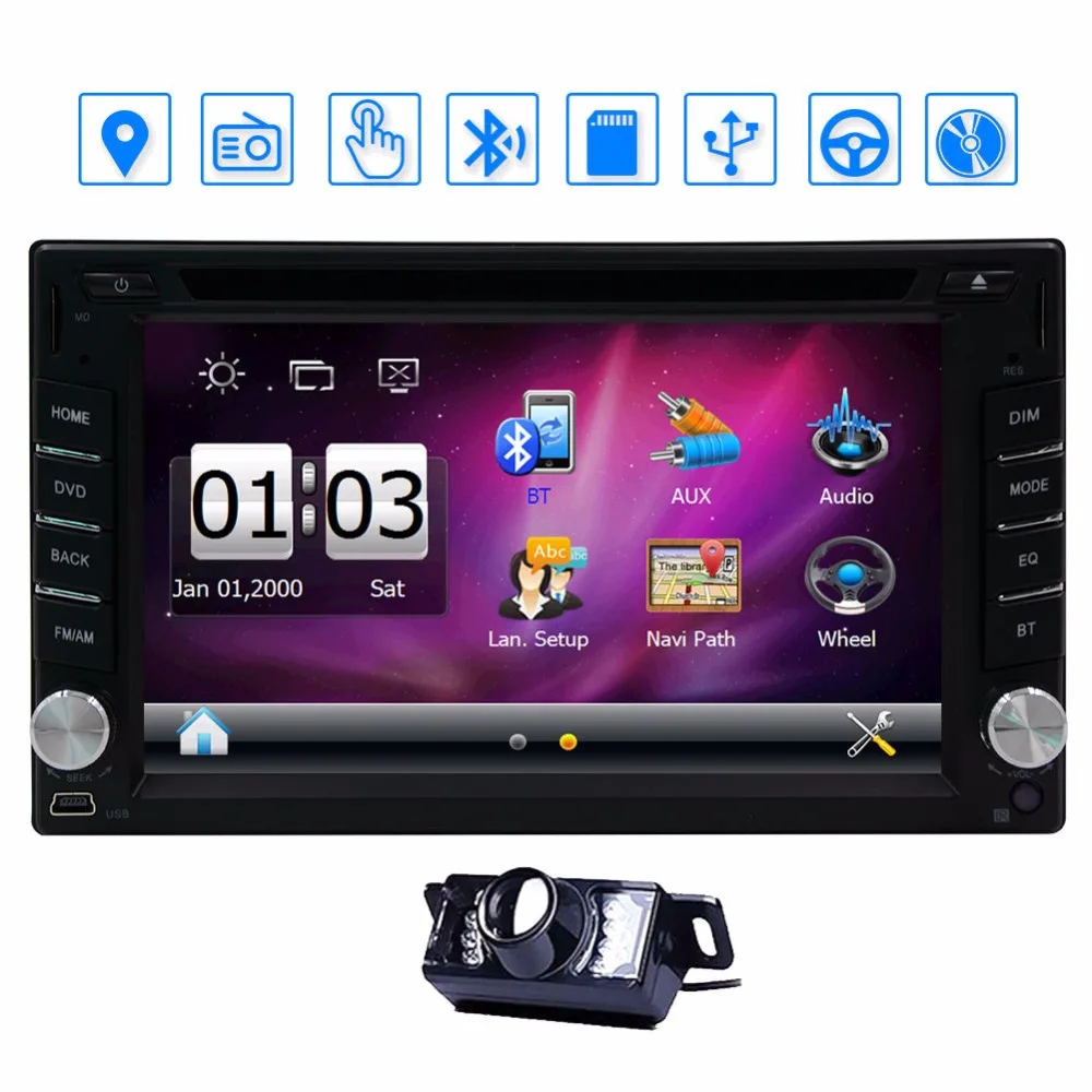 

2 Din Car DVD Player GPS Navigation Car Stereo build-in Bluetooth Car Radio Audio Video Player Supports FM AM RDS 8GB GPS Card