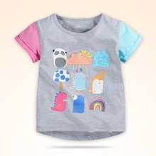 Новая летняя хлопковая Футболка с круглым вырезом и принтом для маленьких девочек Брендовая детская одежда новая детская футболка стильная одежда для детей от 1 до 6 лет