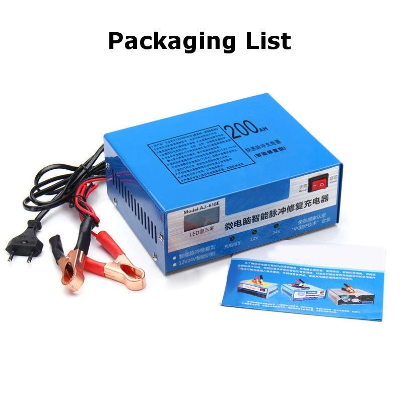 

High Quality 12V/24V EU Plug LED Car Lead-acid Battery Power Charger Intelligent Pulse Repair for Motorcycle Auto
