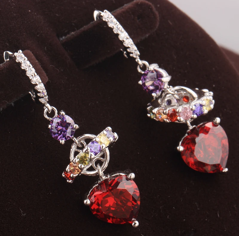 

Round Gems Cluster Multicolor Morganite Red Purple Peridot 925 Sterling Silver Drop Dangle Earring S5212