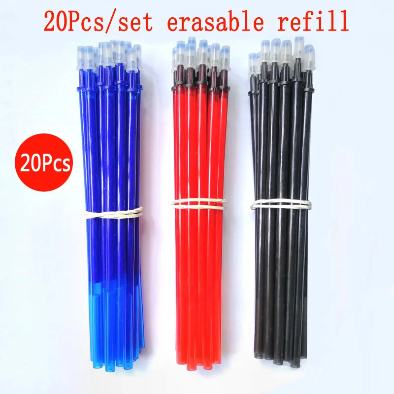 

20Pcs/Set 0.5MM Gel Pen Erasable Refill Rod Magic Erasable Pen Accessory Blue Black Red Ink Stationery Writing Tools Gifts