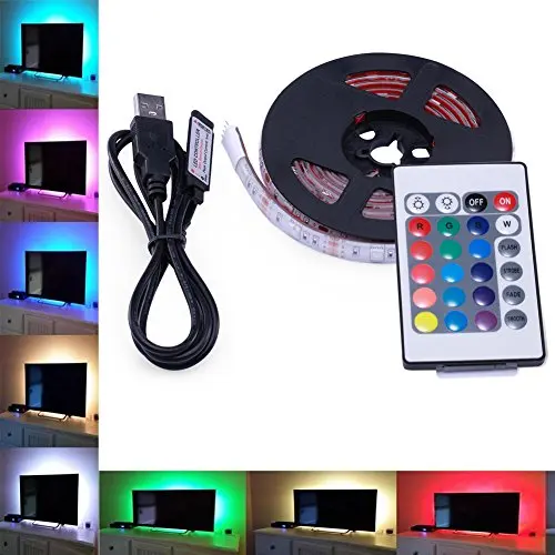 1 м DC12V 5050 светодиодные Газа гибкая Водонепроницаемый RGB 24 клавиши Дистанционное