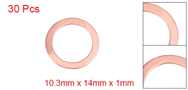 Uxcell 30 шт. 8x13x1/10,3x14x1/12,3x16x1,5 мм медь плоские шайбы для болт Идеальная замена для поврежденных шайбы