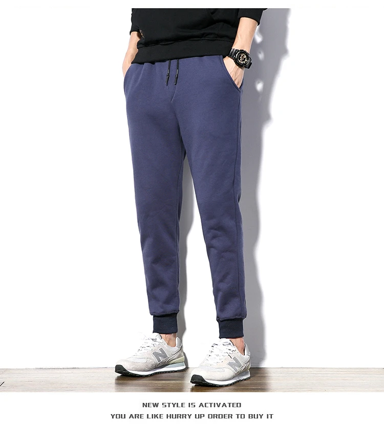 2018 зима новый мужской бархатной подкладке брюки Slim Большие размеры теплые ноги брюки сплошной цвет тенденция спортивные штаны M-5XL