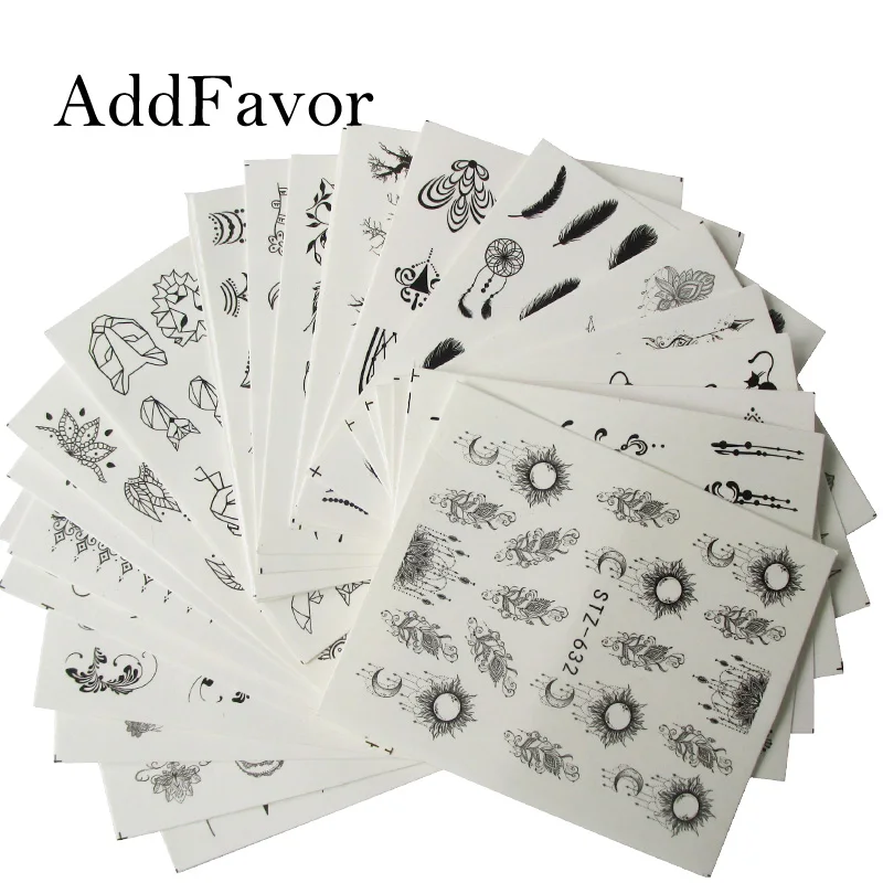 Addfavor 5 шт. ожерелье наклейка на ногти Водная передача черный дизайн ногтей Наклейка s наклейка DIY украшения ногтей Фольга маникюрные инструменты