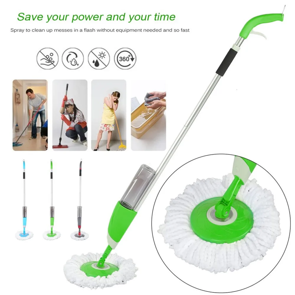 Buy 3 Colors Round Head Automatic Water Spray Microfiber Cloth Mop Home kitchen