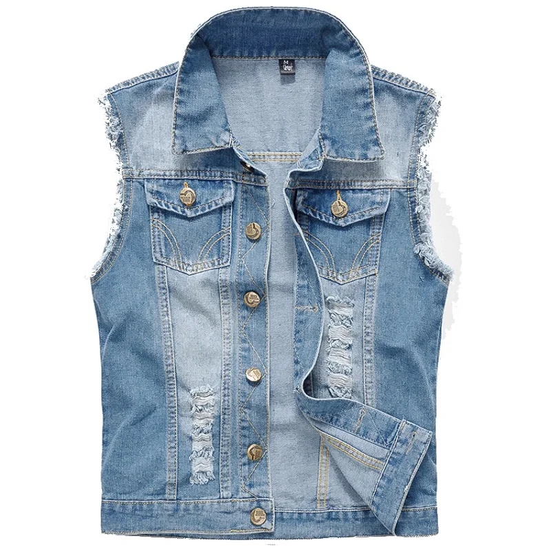 

Denim Vest Men Sleeveless Jackets Washed Jeans colete masculino Waistcoat For Mens Fashion Tank Top Cowboy Male Vest Jacket