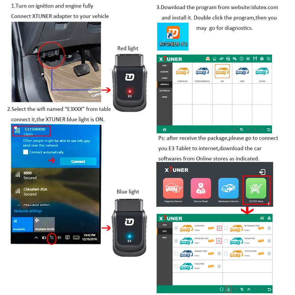 Xtuner E3 V10.6 Wifi Full Системы Авто диагностический сканер для Америки Европы Asia Cars с 8
