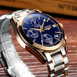 Часы для мужчин спортивные кварцевые модные кожаные часы для мужчин s часы Лидирующий бренд LIGE Роскошные