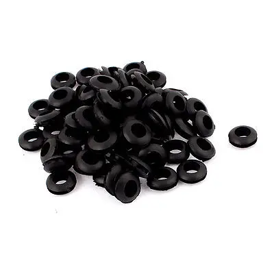 

8mm Inner Dia Rubber Wiring Grommets Ring Cable Protector Black 75pcs