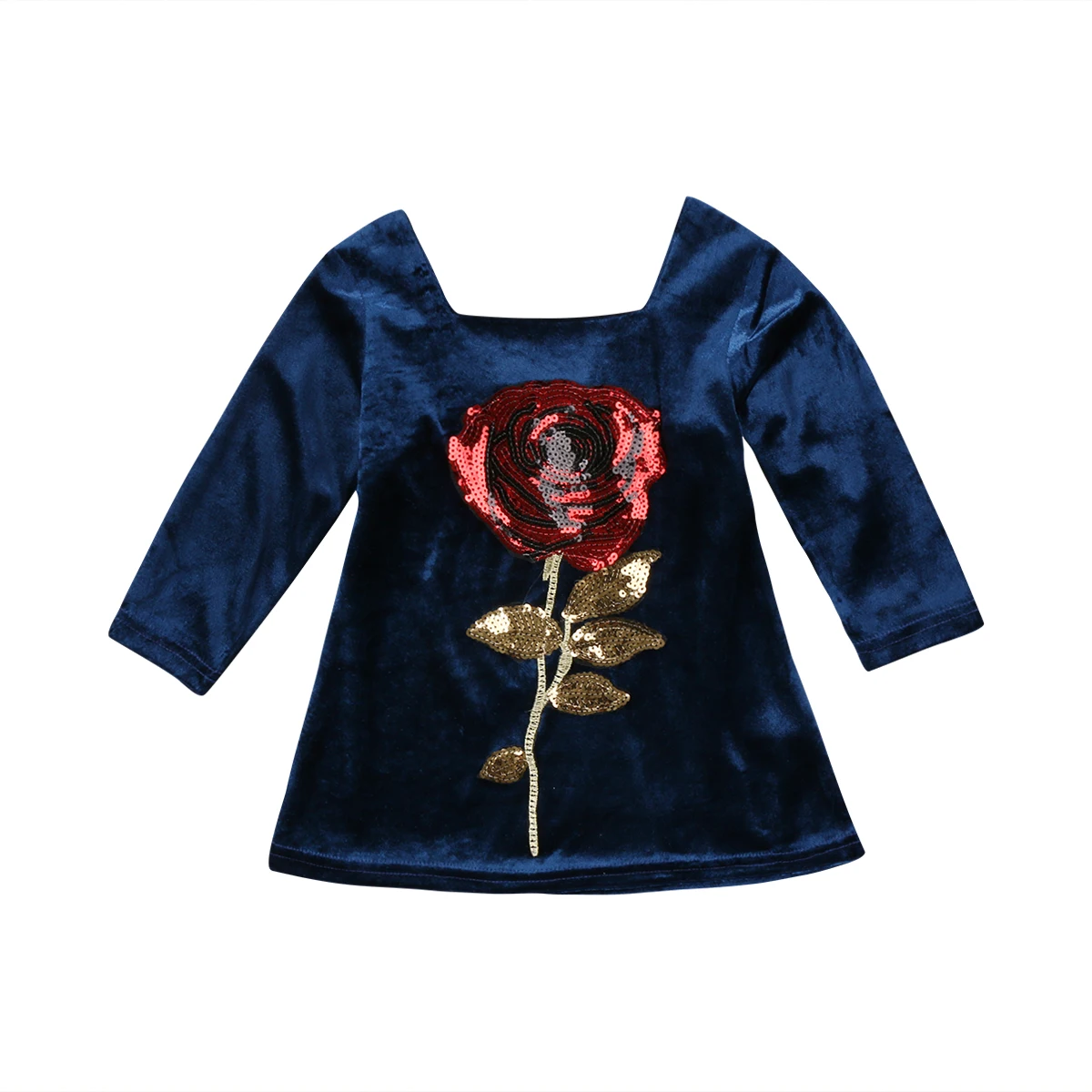 

Sweet Kids Baby Girl Silk Sequin 3D Flower Princess Party Dress Sundress Clothes Size 2-6T