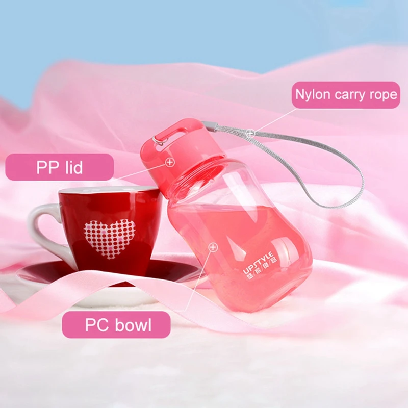 

Cute Cartoon Mini Water Bottle Plastic Portable Water Cup With Rope Outdoor Drinkware No Easy To Broken And Is Durable