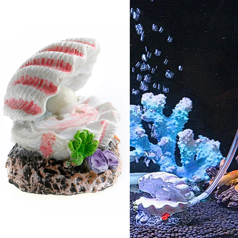 Aquarium Decor Shell Pearl Air Stone Fish Tank Ornament Shell