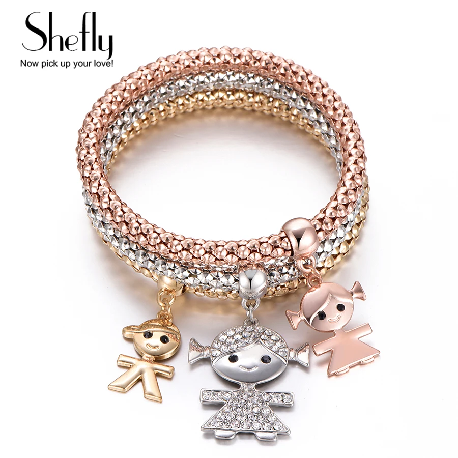 3 шт./компл. регулируемые цепочка попкорн Браслеты для Для женщин платье для маленьких девочек очаровательные Браслеты браслеты цвета: золотистый, серебристый микс Цвет Модные украшения