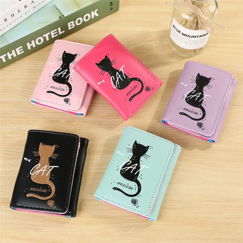 

Simple Cat Short Wallet Coin Purse Card Holders Handbag Package women's wallet clutch portfel cuzdan billetera carteira 40MA19