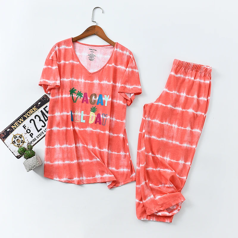 Милые укороченные брюки с коротким рукавом, пижамные комплекты для женщин kawaii, 60% хлопок, пижамы размера плюс, 2 шт., женская одежда для сна, домашняя одежда
