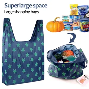 Складная сумка для покупок, пригодная для стирки, 210D Оксфорд, продуктовая сумка, сумка для хранения, Экологичная сумка для покупок, высокое качество - изображение