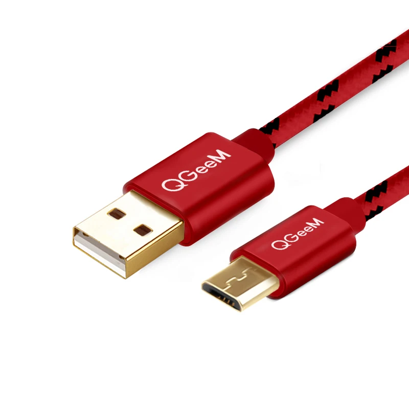 QGeeM Micro USB кабель для передачи данных для samsung Xiaomi hua wei Tablet Android usb зарядный шнур 1 м 2 м Micro usb - Цвет: red