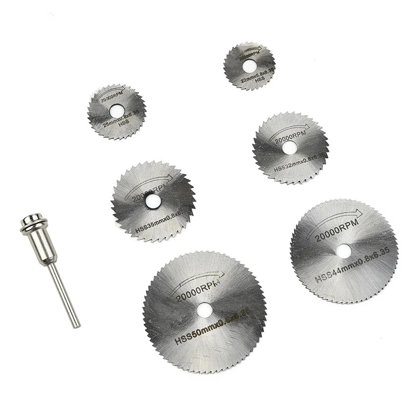 

7pcs/set High Speed Steel Saw Blade 22mm 25mm 32mm 35mm 44mm 50mm Mini Electric Grinder Saw Blade for Woodworking Tool