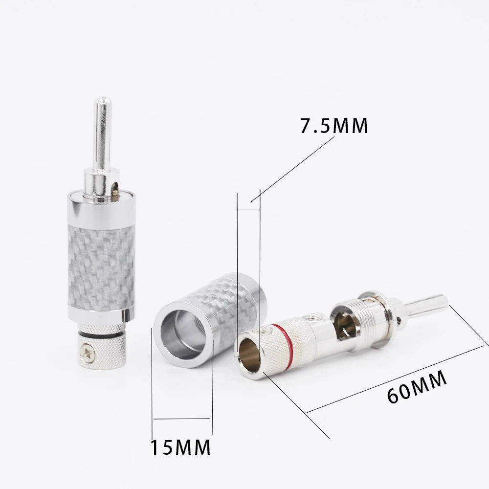 

4x HiFi Rhodium Carbon Fiber Banana Plug Speaker Cable Copper Connector hi end