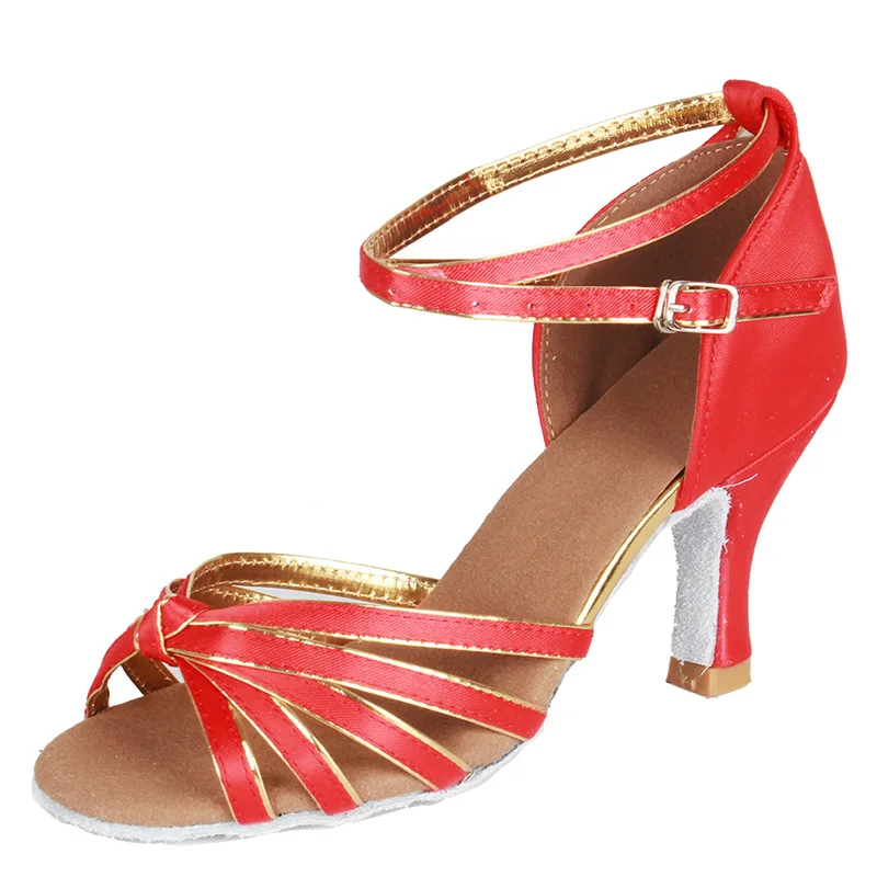 Новинка; женские туфли для латинских танцев; женская обувь для танцев на шесте; туфли для бальных танцев на каблуке 7 см и 5 см; женская обувь для бальных танцев - Цвет: 7CM Red