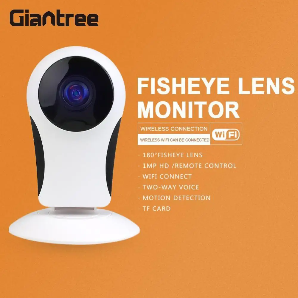 

Giantree Home Security Wireless CCTV Fisheye WiFi IP Camera P2P IR Night Vision 2-Way Audio Voice Intercom Prompt Baby Monitor