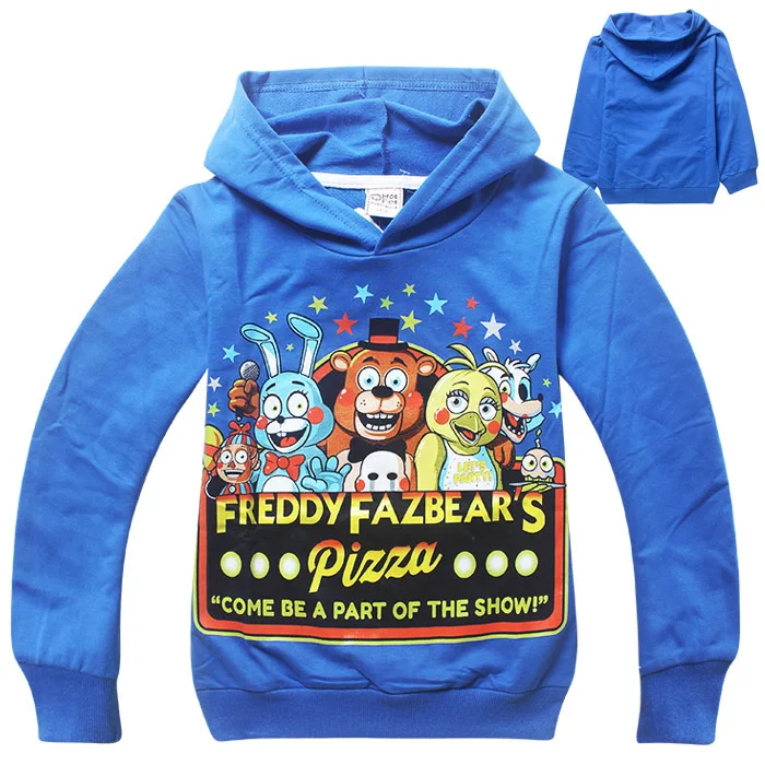 Five nights at Freddy's Обувь для мальчиков длинные рукава Детский свитер детская одежда для мальчиков из хлопка с принтом «пять ночей с Фредди» с капюшоном
