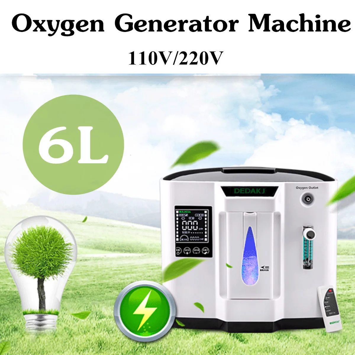 

110V US/220V EU DDT-1A 120W Oxygen Concentration Oxygen Concentrator 30-90LED Display Touch' Screen Portable System-board Oxyge