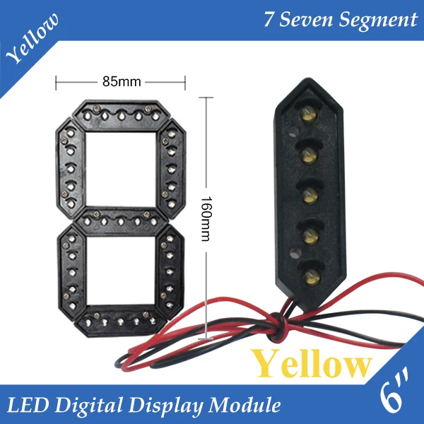 10 шт./лот 6 "желтый цвет открытый 7 семь сегменсветодио дный тов светодиодный цифровой номер модуль для газа светодио дный светодиодный