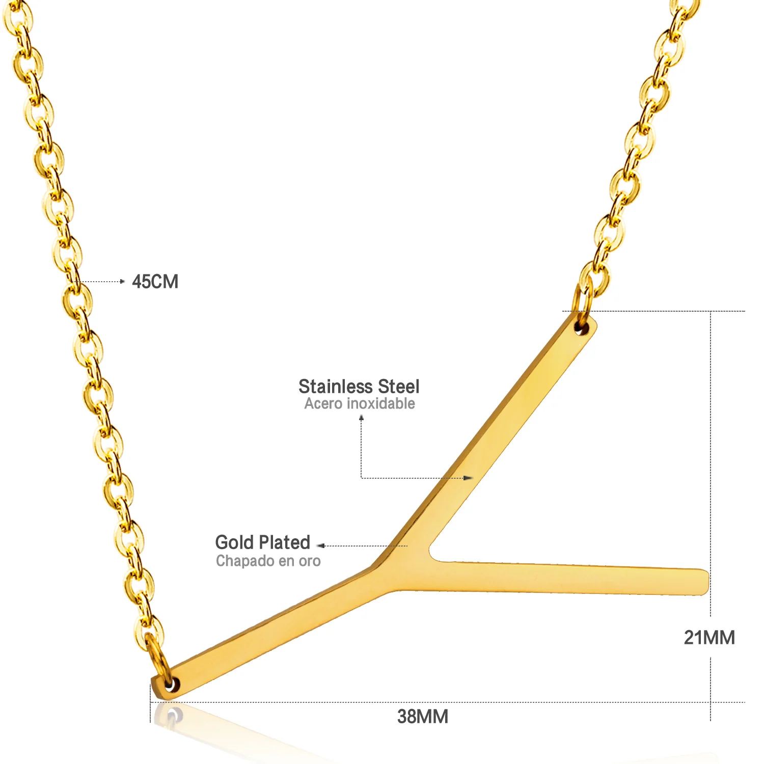 Роскошное ожерелье из нержавеющей стали 26 с подвеской в виде алфавита, арабское ожерелье, индивидуальное Золотое Ювелирное колье - Окраска металла: Y