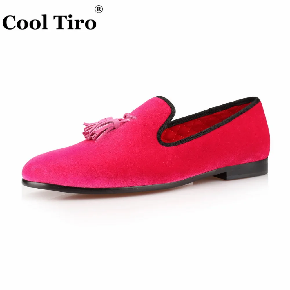 Pink Men Velvet Shoes Slip Slippers 