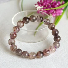 Натуральные коричневые фиолетовые титановые cacosenite Cornucopia отделка стрейч мужские браслеты круглые с большими бусинами 10 мм