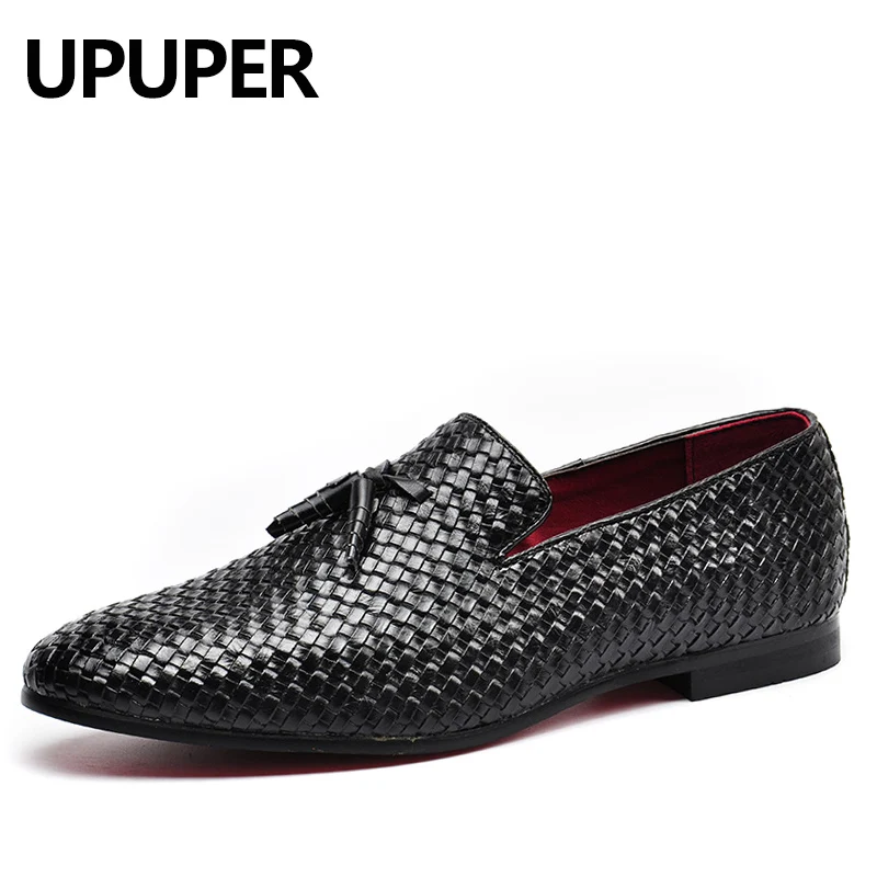 

UPUPER Breathable Leather Men Casual Shoes 2019 Spring Fashion Comfortable Loafers Shoes Men Driving Shoes Black Big Size:37-48