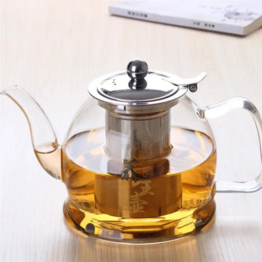 1000ml Thick Clear Borosilicate Glass Teapot Elegant